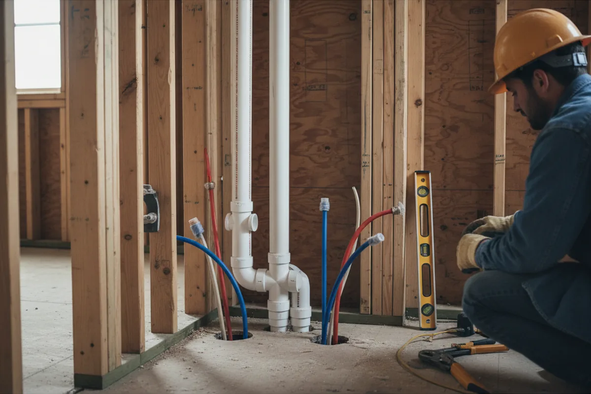 Drain and supply rough-in during Drain Cleaning in Cobbtown